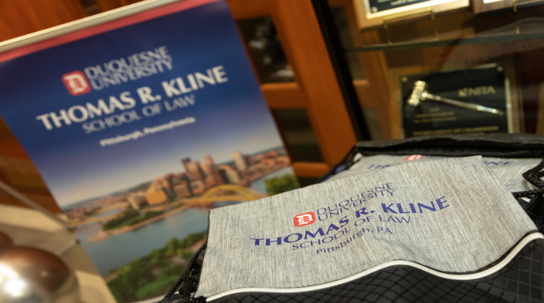 Promotional booklet and material for Duquesne University Thomas R. Kline School of Law