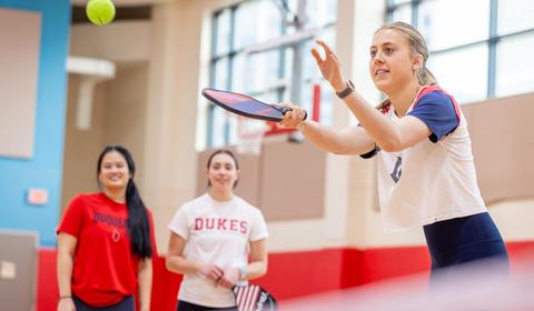 Duquesne students playing pickle ball 